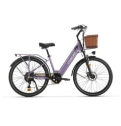 Vélo électrique 26 "250W moteur 7S amovible Li-batterie pédale assistance avec panier porte-bagages urbain unisexe ville banlieu