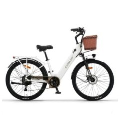 Bicicleta elétrica 26 "250 W 7 S Motor removível Li-Battery Pedal Assist com cesta de bagagem urbana unissex City Commuter