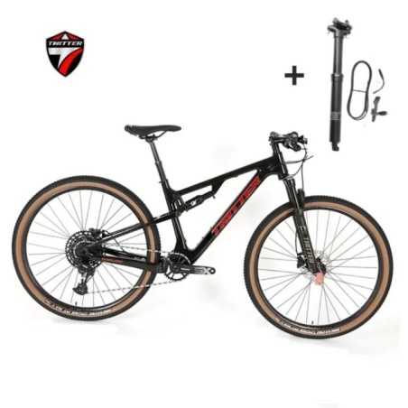 TWITTER OVERLORD M6100-12S Hydraulic Disc Brake AM Full Shock Soft Tail Carbon Fiber Mountain Bike With Seat Tube