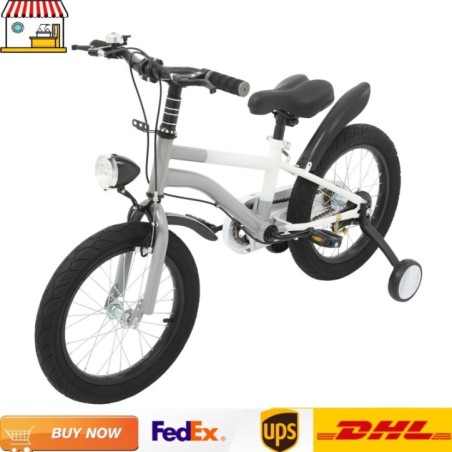 Bicicleta infantil de 16 polegadas com luz frontal, rodinhas |