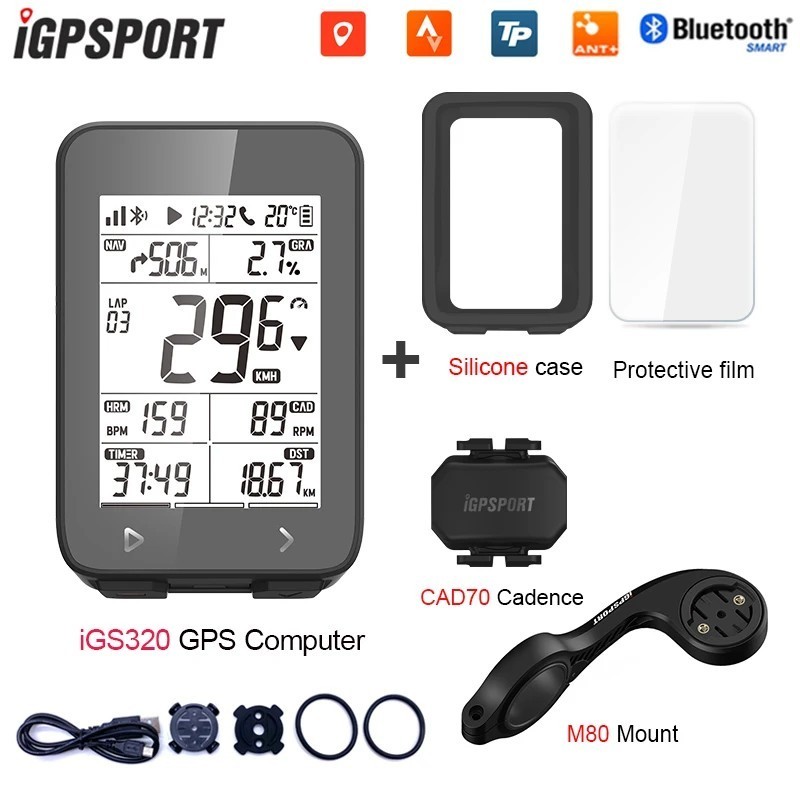IGPSPORT IGS320 Wireless Cycling Computer IPX7 Bluetooth 5.0 ANT+GPS 72H Battery Life Speedometer