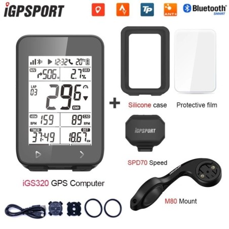 IGPSPORT IGS320 Computer da ciclismo wireless IPX7 Bluetooth 5.0 ANT+GPS Tachimetro durata batteria 72H