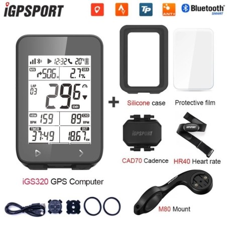 IGPSPORT IGS320 Kabelloser Fahrradcomputer IPX7 Bluetooth 5.0 ANT+GPS 72H Akkulaufzeit Tachometer