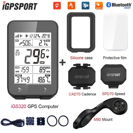 IGPSPORT IGS320 Ciclismo Computadora Inalámbrica IPX7 Bluetooth 5.0 ANT+GPS 72H Batería Duración Velocímetro