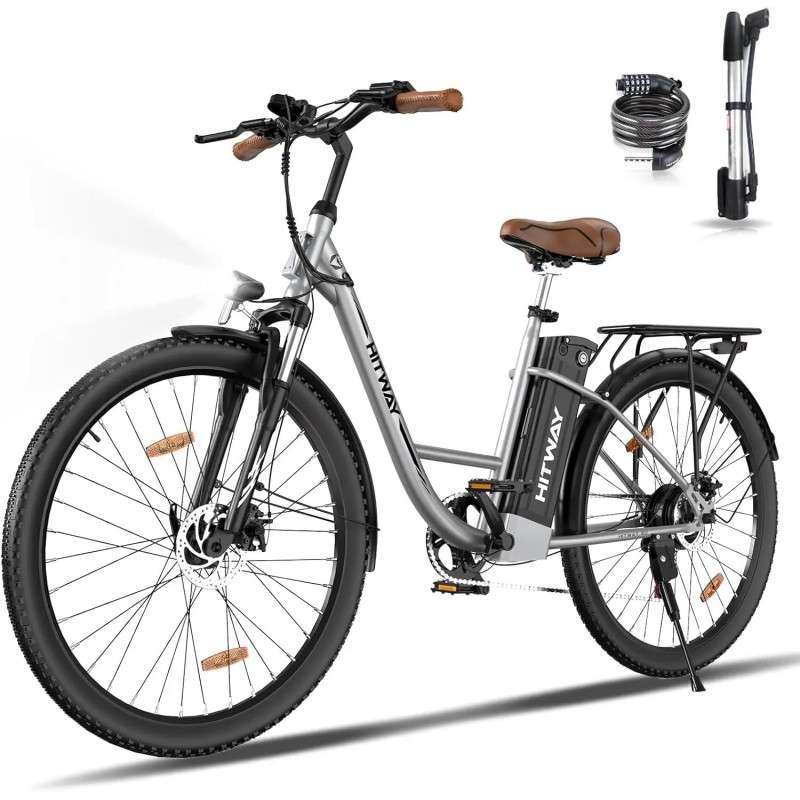 HITWAY Bici elettrica per Adulti, Bici da Città Elettrica da 28 Pollici, Bici Elettrica per Pendolari, Batteria Rimovibile da