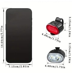 Luz LED para bicicleta recargable por USB - Luz delantera y trasera impermeable, 6 modos, luz trasera intermitente, bicicleta de