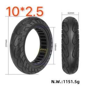 Pneu Plein Alvéolé 10x2.5 Anticrevaison - Compatible Toutes Marques Trotinettes Électriques