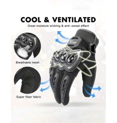 Whenspeed Guantes de Moto Racing Táctiles Ligeros 150g - Negro Compatible con Pantalla Universal