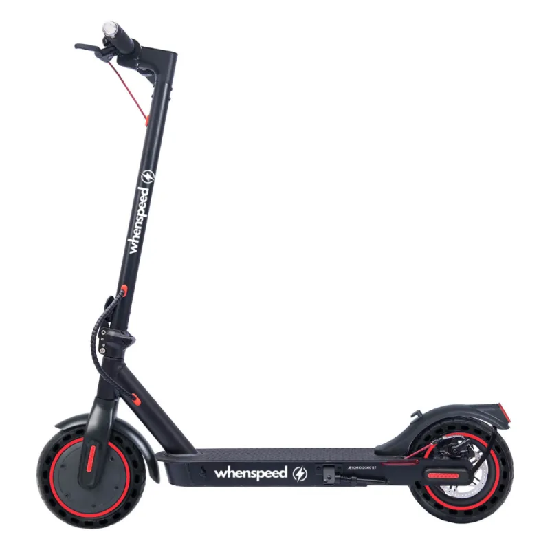 WHENSPEED Pulsar 350W Scooter eléctrico - 25 km/h, Alcance 30 km, Plegable, Freno de disco, Iluminación LED - Negro