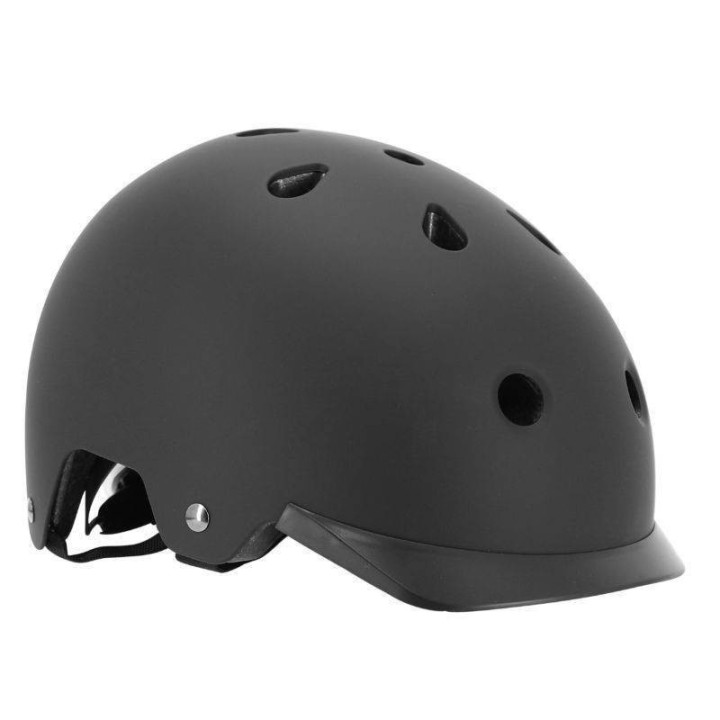 Rollerhelm - Erwachsenenfahrrad Mattschwarz Größe L (58-61) mit integrierter Beleuchtung