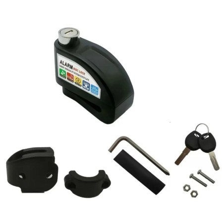 Bloqueio de disco de alarme para motocicleta – 110 dB antirroubo universal – CE / ISO 9001:2008 – 2 anos de garantia