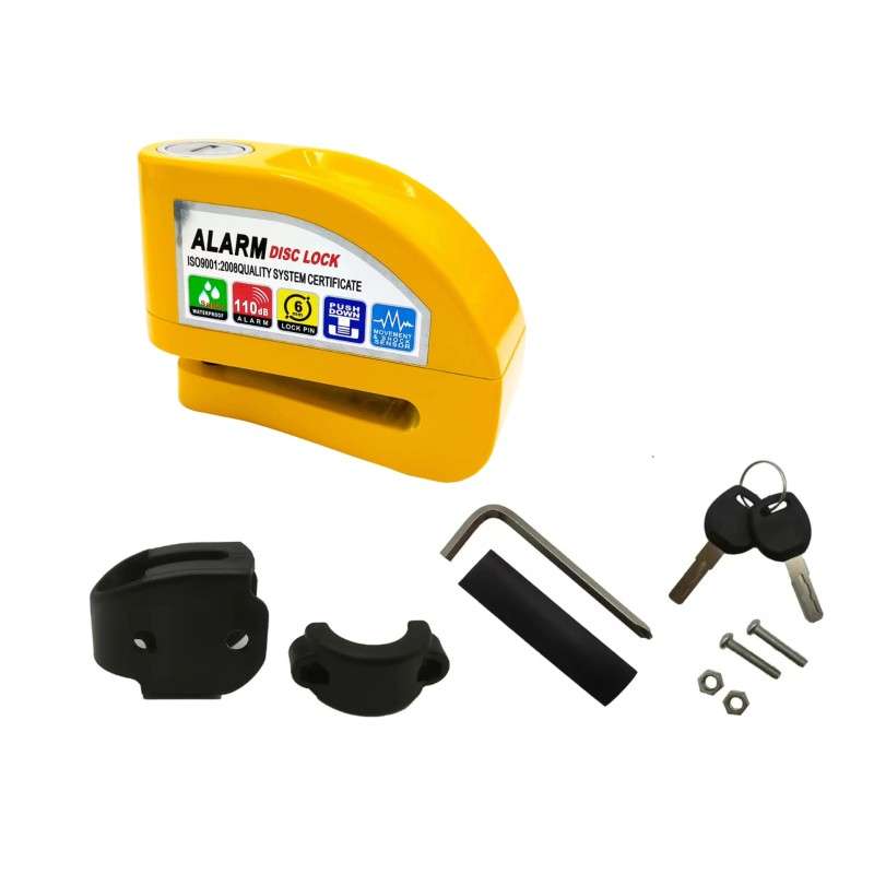 Blocca disco con allarme per moto – Antifurto universale 110 dB – CE / ISO 9001:2008 – Garanzia 2 anni Blocca disco con allarme per moto – Antifurto universale 110 dB – CE / ISO 9001:2008 – Garanzia 2 anni