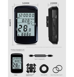 MJR 5-Star Wireless GPS Bike Computer - 2.4" Backlit Screen, 28h Battery Life