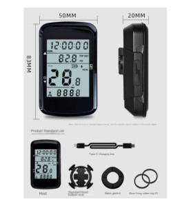 MJR 5-Star Kabelloser GPS-Fahrradcomputer – 2,4-Zoll-Bildschirm mit Hintergrundbeleuchtung, 28 Stunden Akkulaufzeit