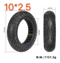 Pneu Plein Alvéolé 10x2.5 Anticrevaison - Compatible Toutes Marques Trotinettes Électriques